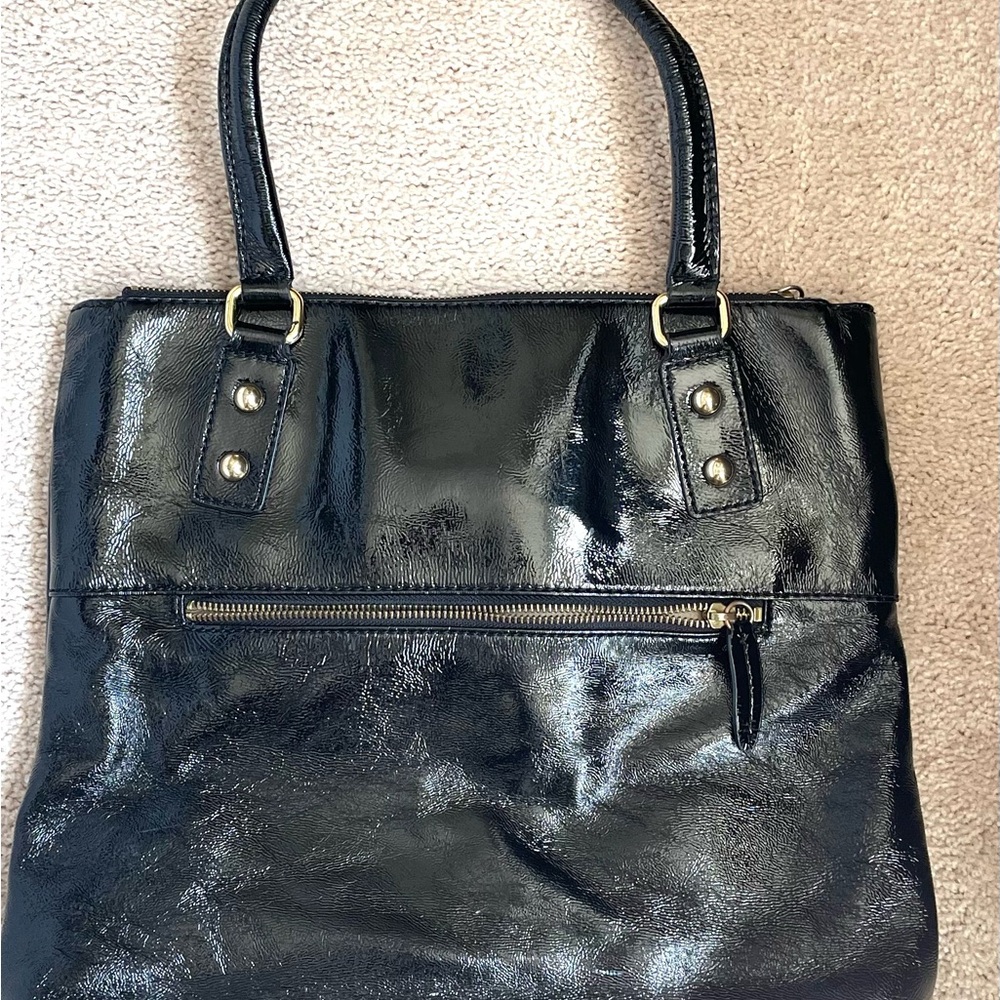 J. Crew Patent Black Tote Bag